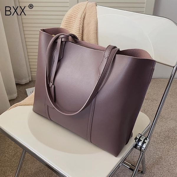 

shoulder bags [bxx] simple solid color pu leather for women 2021 winter trend bag high capacity handbags luxury hp043