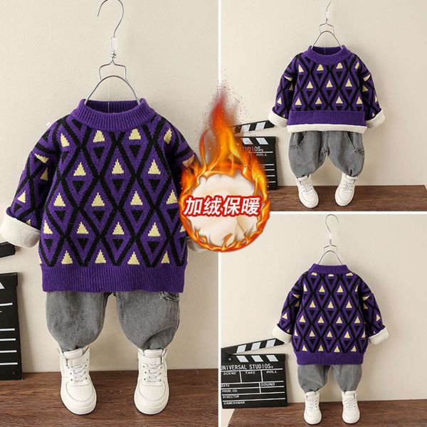 

new 2020 winter clothing popular children's triangle diamond plush thickened boys' warm and cold ristant sweater ywjeq7l0, Blue