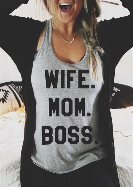 

fashion wife mom letter print tank women summer ladies sleeveless casual loose t shirts women tee shirt femme vest, White