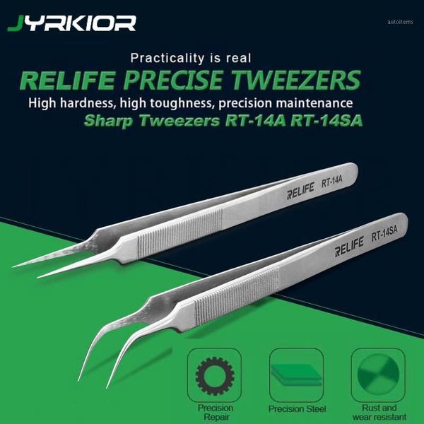 

relife high toughness precision fine tip tweezers rt-14a anti-static anti-slip clip flying line for phone mainboard repair1