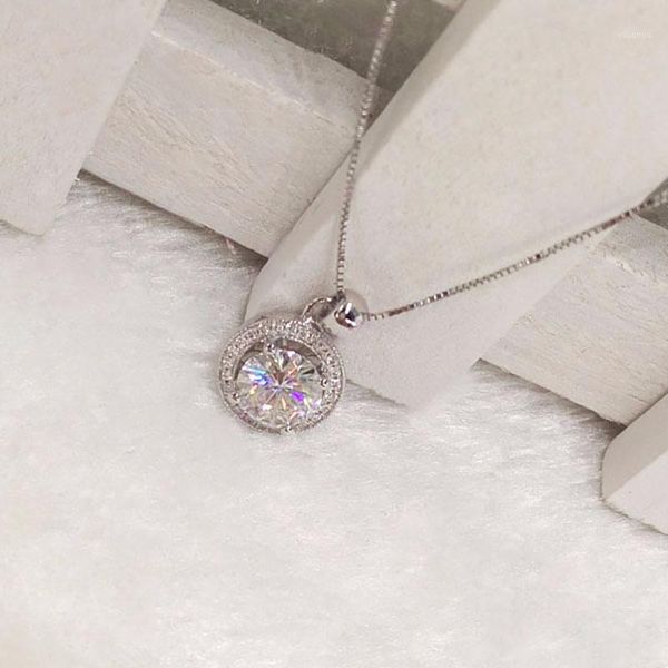 

bonsoir round moissanite pendant 9k white gold women trendy style1, Black