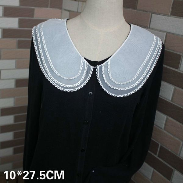 

2pcs white three layers organza embroidery lace fabric fake collar applique sew garment children's clothing t-shirt sweater diy, Blue;gray