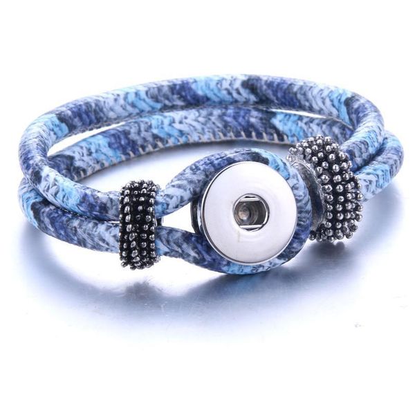 

new multi-color leather simple buckle snap bracelet 20cm fit diy 18mm snap buttons snap jewelry wholesale g bbyrtc, Golden;silver