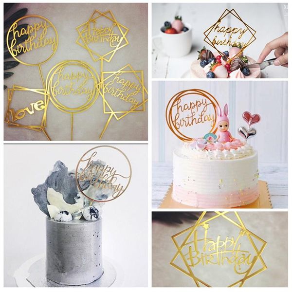 

1pc multicolor cake flag happy birthday cake ers baking decoration kids children birthday surprise party supplies