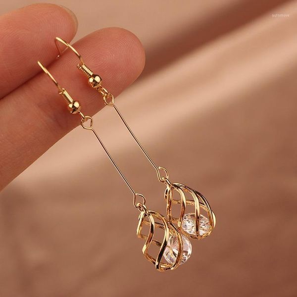 

mywiny crystal zircon earrings for women ,hollow out copper jewelry thread earrings1, Silver