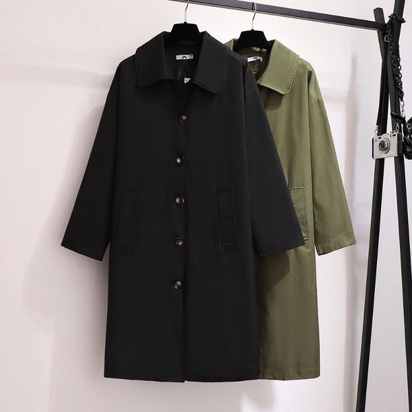 

2xl~ 6xl western style single-breasted trench coat 2020 turn-down collar overcoat long sleeves windbreaker solid b689, Tan;black