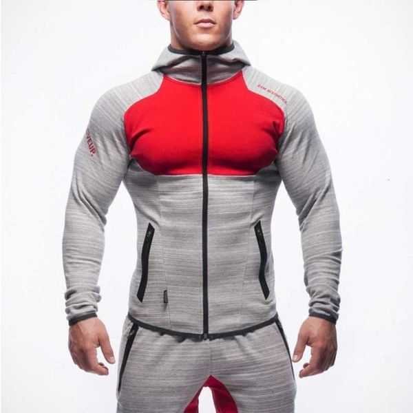 

suit autumn new men's sports leisure zipper hooded sweater pants loose outdoor fitness clothing, Gray