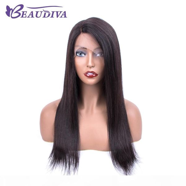 

beaudiva кружева фронт человеческих волос парики с ребенком волос pre щипковых hairline бразильский прямой человеческих волос парики для чер, Black