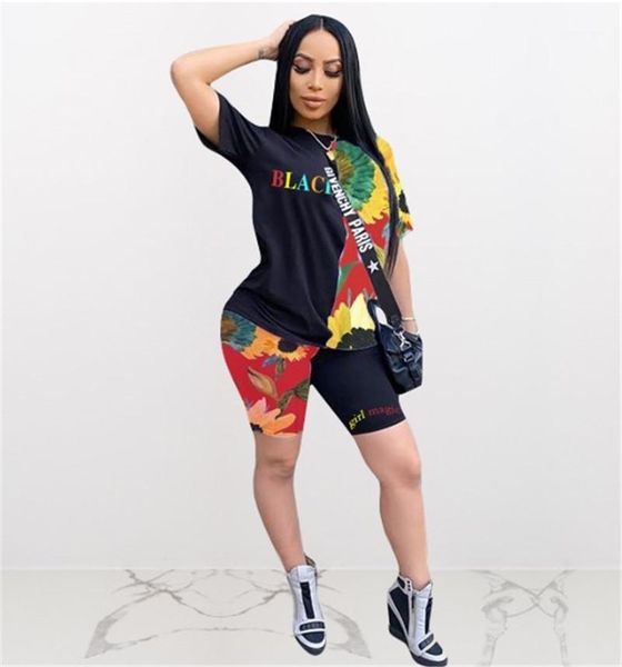 

sets designer high waist womens tracksuits woman summer letter and floral 2pcs running suits pullover shorts, Gray