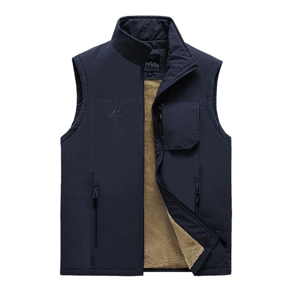 

men's vests autumn mens sleeveless jacket winter casual travels vest outdoors plus velvet plus size waistcoat men's clothing lj201, Black;white