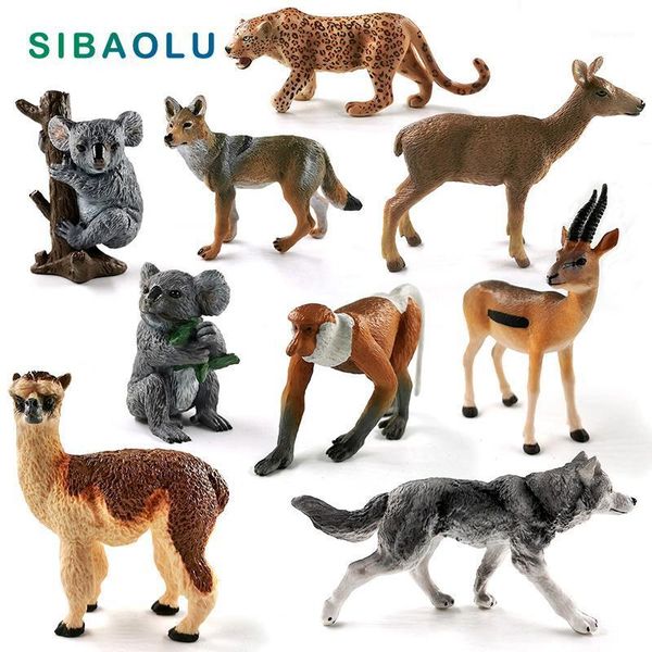 

wolf deer leopard alpaca koala antelope monkey animal model figurines home decor miniature fairy garden decoration accessories1