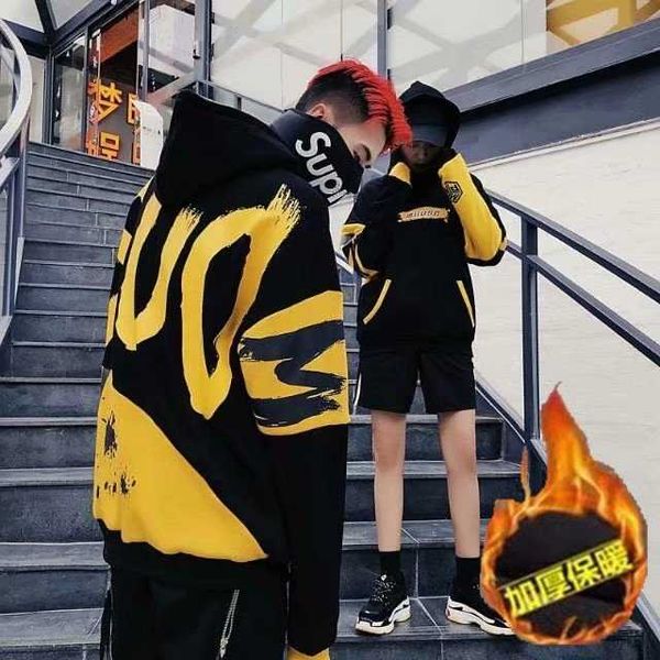 

brand fashion and couple's winter 2020 new jacket ins hip super autumn women's sweater thickened plush hop fire polo ofdtb