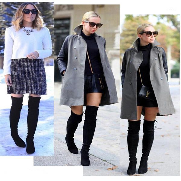 

boots over the knee women shoes winter stretch keep warm high heels long elastic band1, Black