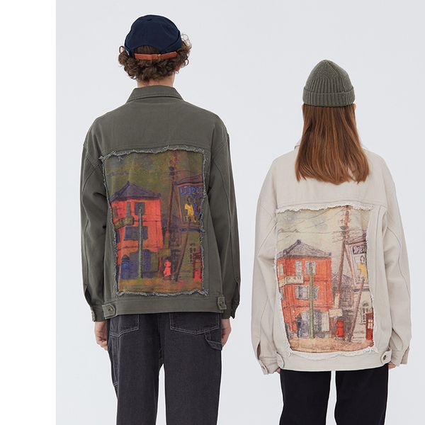 

2021 popular retro patch mark male and female jacket street hong kong style fashion tools ra9l, Black;brown