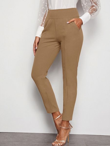 

high-rise zippered skinny pants l3cg#, Black;white