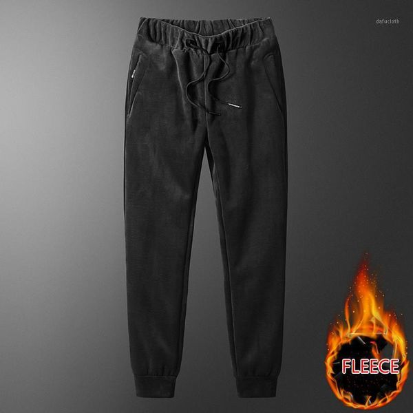 

men sport pants winter cashmere fleece thicken pants man warm trousers men sweatpants brand clothing male elastic waist trousers1, Black