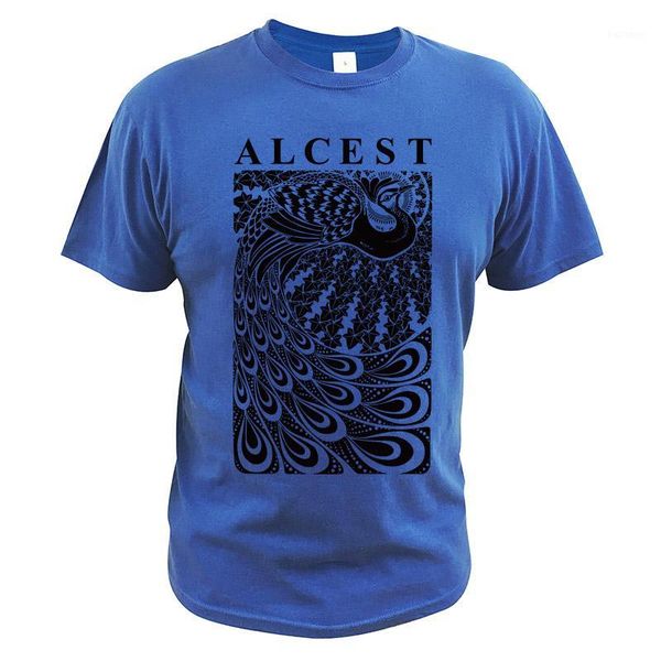 

eu size 100% cotton t shirt alcest black mental rock band print homme summer comfortable casual round neck t shirt1, White;black