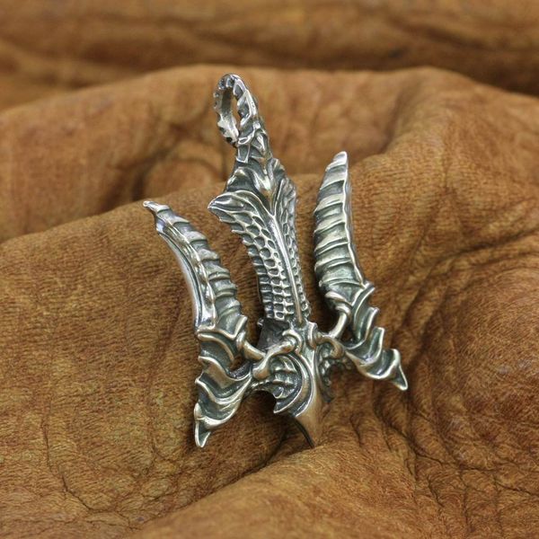 

925 sterling silver king of sea trident pendant mens biker pendant ta242 jp