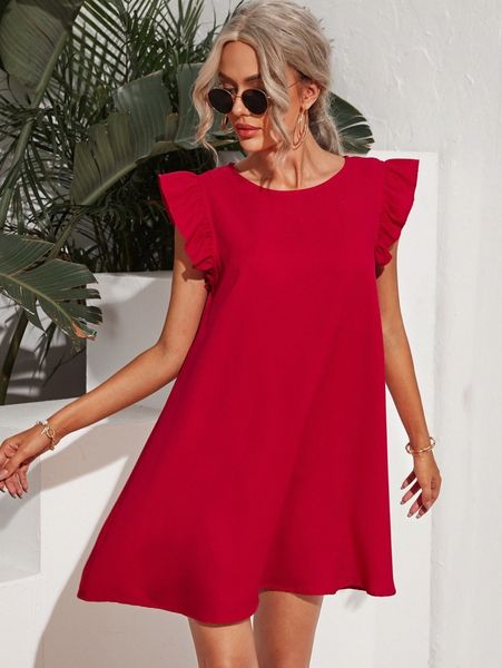 

ruffle trim dress 48ap#, Black;gray