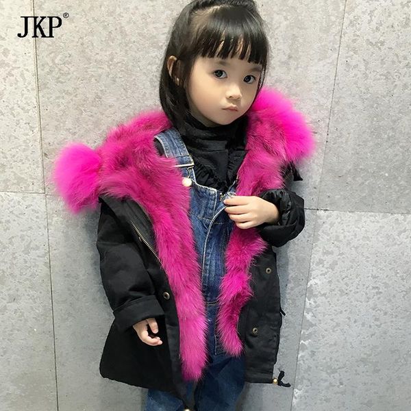 

child real fur jacket winter kids natural fur lining parka coat baby raccoon collar coat boy girls parka, Blue;gray