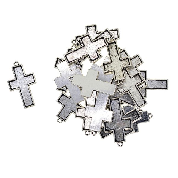 

20 pieces lots 31.4x19x6.5mm vintage cross pendant bezel trays, tibetan silver, blanks cameo bezel cabochon settings for jewelry making, Black
