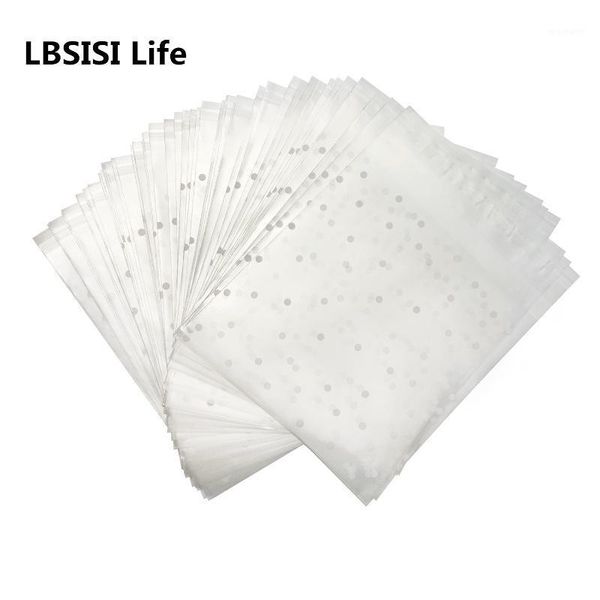 

gift wrap lbsisi life 100pcs candy cookie bags frosted translucent dots plastic soap package cupcake wrapper self adhesive bag1