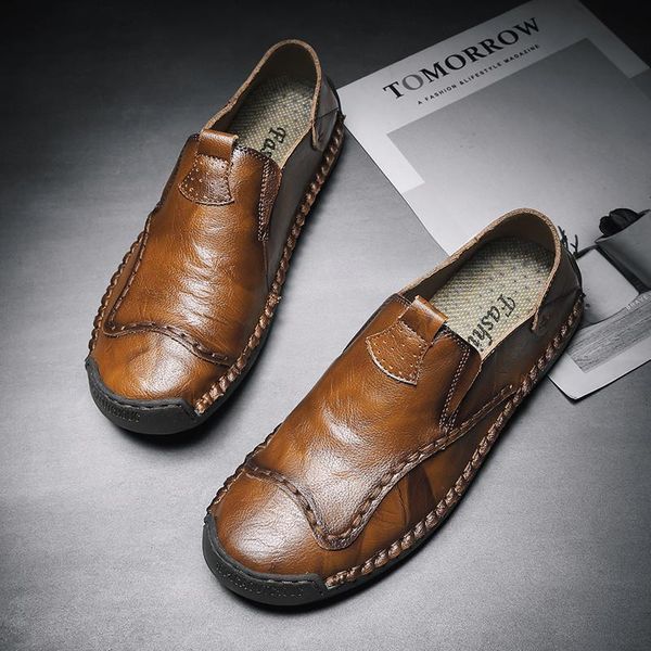 

classic flats casual men loafers fashion shoes handmade split leather moccasins driving male hc-250, Black