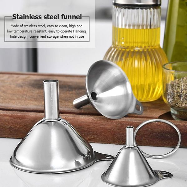 

3pcs convenient stainless steel funnel filter oil liquid funnel durable practical classic multi-function kitc bbysnc