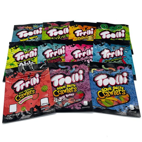 

2021 selling bags 600mg trrlli trolli candy mylar bags heat seal zipper plastic gummies bags edibles packaging in stock
