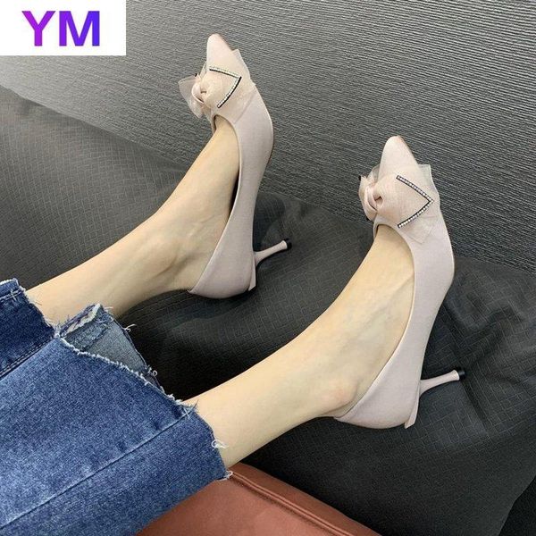 

2020 summer autumn women shoes thin heels fashion pointed toe slip-on shoes high heels wedding dress woman mujer zapatos, Black