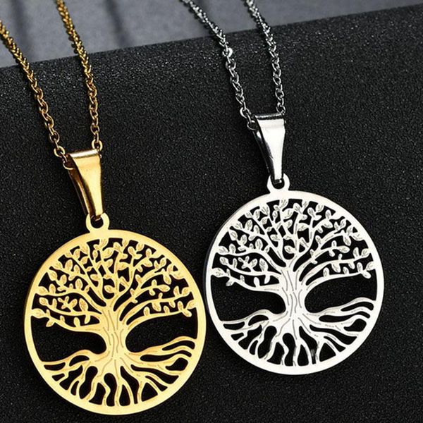 

stainless steel family tree of life necklace for women jewelry 2020 gold color, Silver