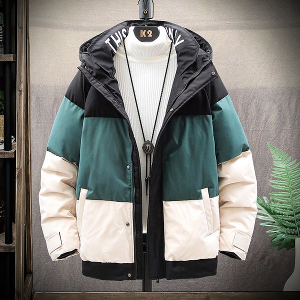 

korean fashion cool new men's winter coat student down cotton padded jacket, Black