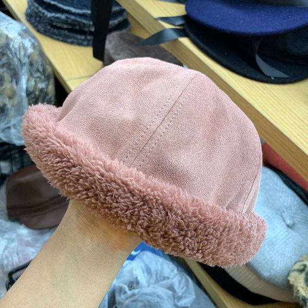 

warm winter jmx / thickened women's suede korean pure color landlord pumpkin hat versatile leisure, Blue;gray