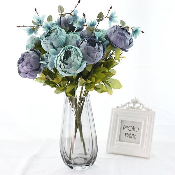 

1bunch artificial peony flower vintage silk peonies wedding bouquet festival party decoration home garden fake flower supplies 81