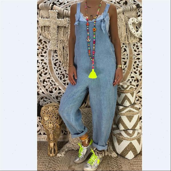 

plus size s 2xl new womens casual loose denim ladys solid colors baggy jeans wide leg jumpsuit pants, Black;white