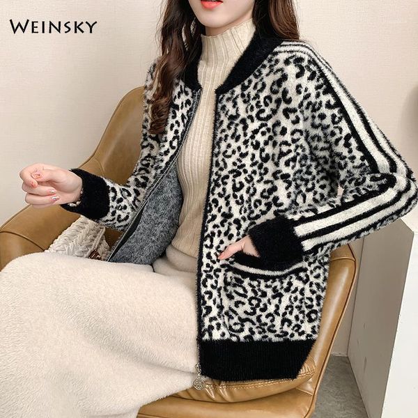 

spring and autumn leopard print jacket faux fur jacket1, Black