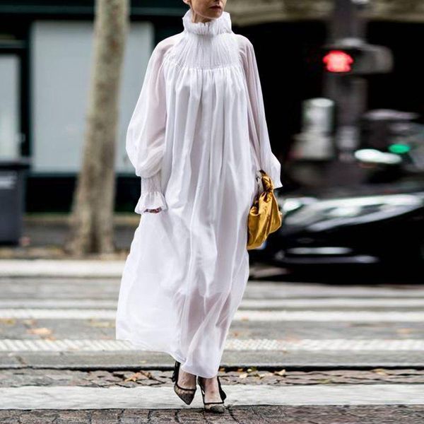 

long maxi dress 2021 women casual long sleeve solid color party dresses loose elegant beach sundress femme party vestidos, Black;gray