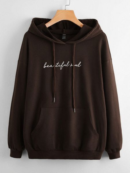 

letter graphic kangaroo pocket hooded pullover v4hk#, White;black
