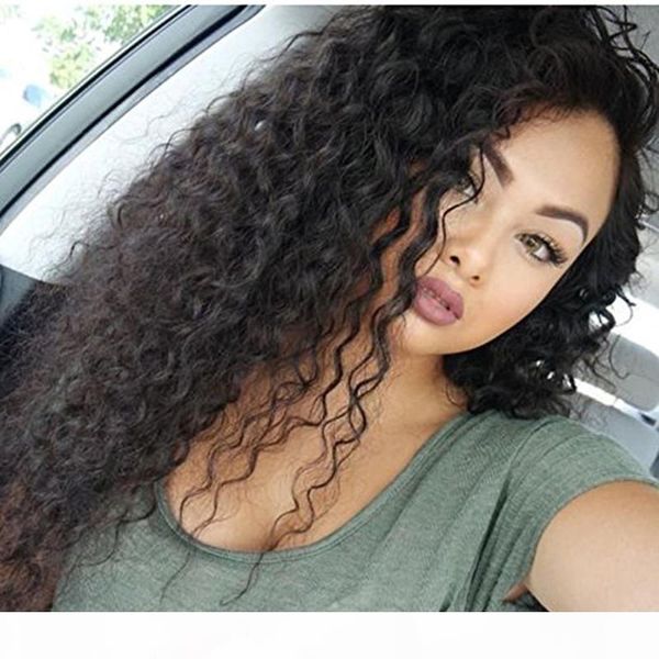 

loose curly lace front human hair wigs for black women remy hair wigs with baby hair 150%density, Black;brown