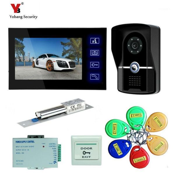 

yobang security hip 7" recording video intercom camera door phone system+outdoor rfid access door camera+electric lock1