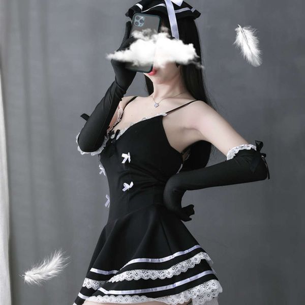 

princs long night's fun underwear cute skirt sling maid game uniform temptation night, Black;white