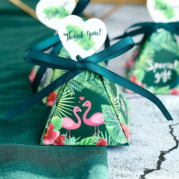 

5pcs new 7x7x7.5cm 8.5x8.5x9.5cm candy box wholesale paper box thank you green color flamingo candy box wedding candy small bbyybr bwkf