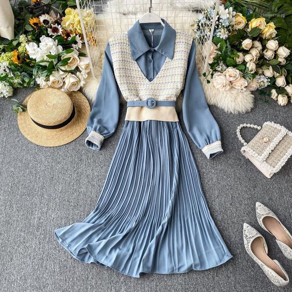 

2019 new fashion women's clothing suit vest pleated dress two-piece suit dresses1, Black;gray