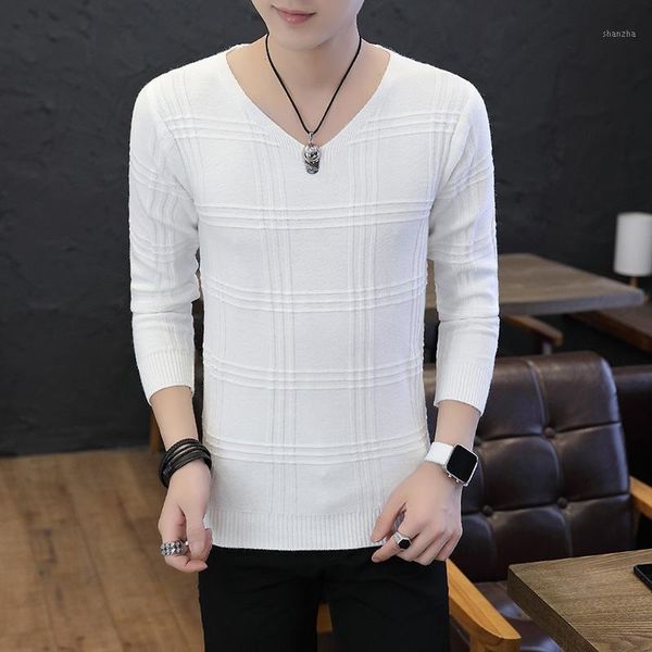 

white men sweaters gray black v-neck coffee wine red slimming long-sleeved head spring sweater men autumn beige1, White;black