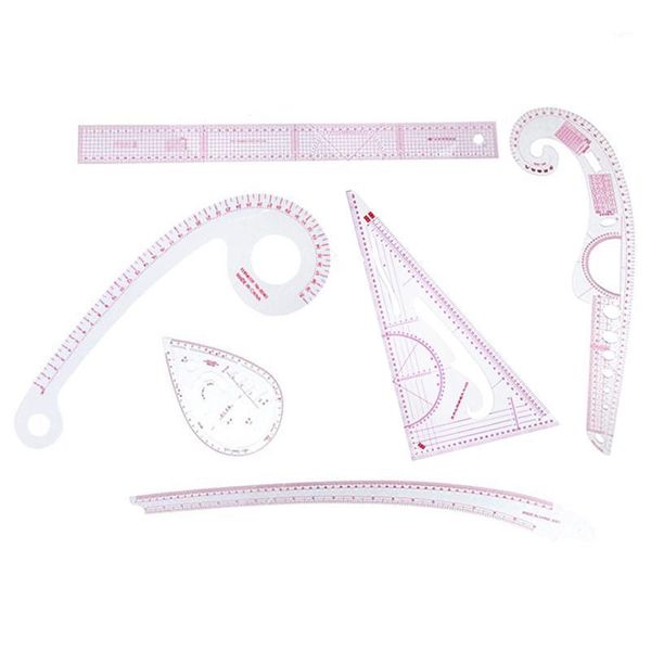 

6 pcs french curve metric grading ruler measure dressmaking tailor drawing template craft tool plastic sewing supplies1, Black