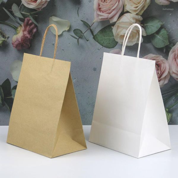 

10pcs universal kraft paper tote bag square kraft paper bag candy cookie gift tote1