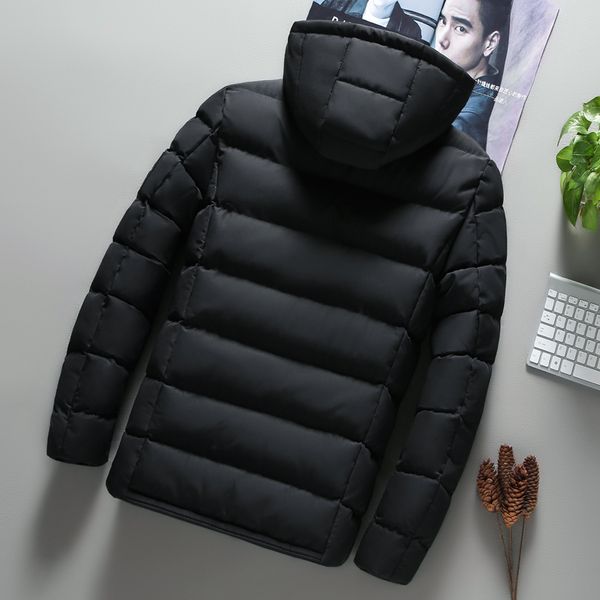 

2021 fashion with hood warm male coat of men's windproof winter jacket present from father parka quilted clothes new k238 ihej, Black