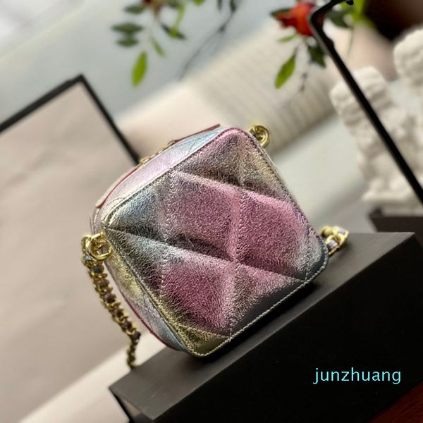 

chan nel bag designer- laser colourful classic box sqaure bags dazzling color mini vanity chain crossbody shoulder tiny cosmetic handbags 13