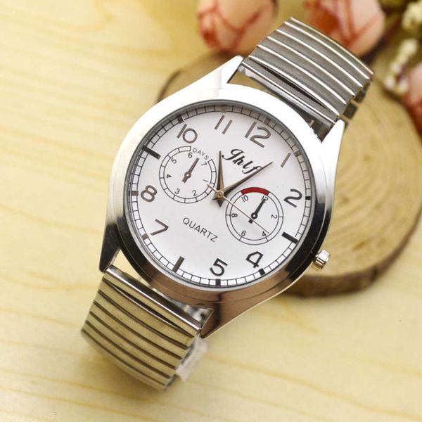 

people's watch women's watch old elastic elastic steel band couple men's watch old people's waterproof men's and wo, Slivery;brown