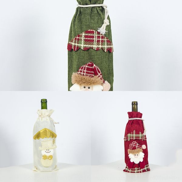 

8q0am xibao new decorative supplies wine bag dress bottle linen bottle red champagne set wine christmas dining table dress 1h5j0